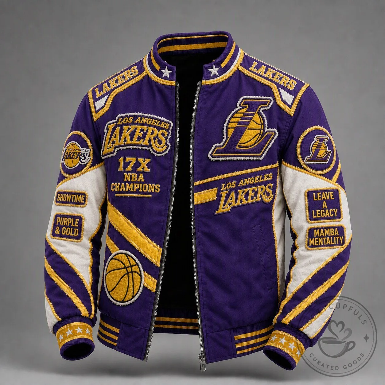 Los Angeles Lakers 17X NBA Champions Purple and Gold Bomber Jacket